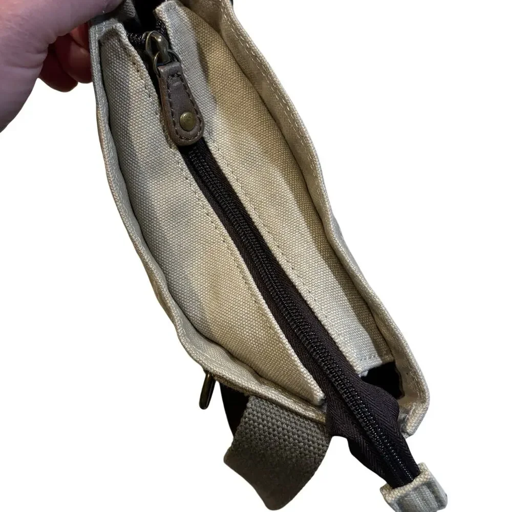 NEW Chala Patch Crossbody Canvas Shoulder Bag Purse Messenger Style Olive Brown - Picture 5 of 8